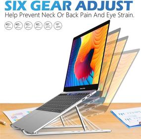 img 3 attached to 📲 QALTGC Laptop Stand: Portable Ergonomic Adjustable Stand for 17.3” Laptops, Aluminum Foldable Cooling Stand with Multi-Angle Ventilation