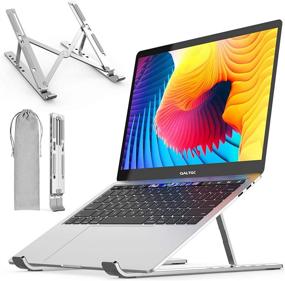 img 4 attached to 📲 QALTGC Laptop Stand: Portable Ergonomic Adjustable Stand for 17.3” Laptops, Aluminum Foldable Cooling Stand with Multi-Angle Ventilation