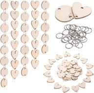 🎨 favide 200-piece set: wooden circles & heart tags with holes and rings - perfect for birthday boards, valentine's crafts, chore boards, and arts logo