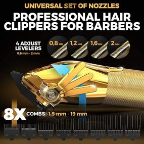 img 2 attached to OVLUX Professional Hair Clippers for Men with Clipper Guards, Full-Metal Body and Cordless Beard Grooming Kit with Charging Base – Hair Clipper for Barbers, Golden Gifts for Men