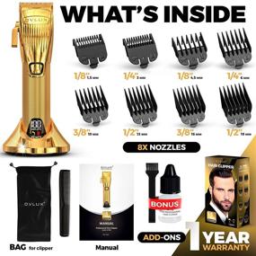 img 3 attached to OVLUX Professional Hair Clippers for Men with Clipper Guards, Full-Metal Body and Cordless Beard Grooming Kit with Charging Base – Hair Clipper for Barbers, Golden Gifts for Men