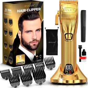 img 4 attached to OVLUX Professional Hair Clippers for Men with Clipper Guards, Full-Metal Body and Cordless Beard Grooming Kit with Charging Base – Hair Clipper for Barbers, Golden Gifts for Men