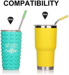 img 1 attached to Premium 10.5 Inch Stainless Steel Straws Set - Long Reusable Metal Straws for 20/30 OZ Tumbler, Enjoy Cold Beverages, Coffee or Wine - Includes 4 Strainght + 4 Bent + 8 Removable Rainbow Silicone Covers + 2 Free Brushes