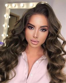 img 4 attached to 👩 K&#39;ryssma Fashion Brown Lace Front Wigs for Women - Long Wavy Synthetic Wig with Middle Parting, Heat Resistant, Glueless Brown Wig, 22 inches