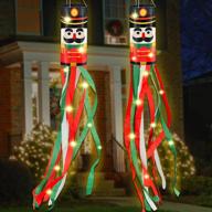🎄 2-pack 40-inch lighted christmas windsocks - outdoor hanging decor with warm white lights for tree, front door, yard, porch, patio, lawn, garden - perfect for home xmas decoration, parties logo