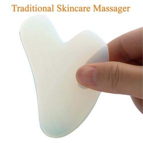 img 3 attached to 💎 Инструмент массажа Gua Sha Sppry - Натуральный нефритовый камень в форме сердца - Скребок для лица и тела, упругость кожи лица, кровообращение - опал, голубой.