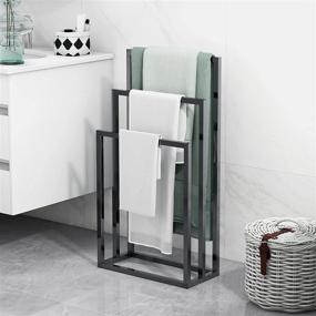 img 4 attached to 🛁 BOFENG Industrial Modern Freestanding Towel Holder - 3 Tier Black Metal Towel Rack Chrome for Bathroom Storage & Accessory Organization of Bath Towels, Hand Towels, and Washcloths, Ideal for Tub or Shower