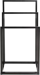 img 1 attached to 🛁 BOFENG Industrial Modern Freestanding Towel Holder - 3 Tier Black Metal Towel Rack Chrome for Bathroom Storage & Accessory Organization of Bath Towels, Hand Towels, and Washcloths, Ideal for Tub or Shower