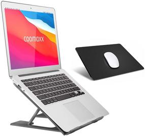 img 4 attached to 🖥️ Portable Adjustable Laptop Stand - Ventilated Ergonomic Notebook Riser with Multi-Angle Adjustment - Anti-Slip Mount for MacBook, Surface Laptop, Notebook, 10"-17" Tablet + Black Mouse Mat