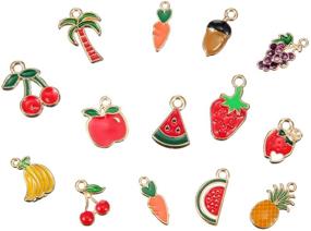 img 1 attached to Vibrant Hawaii Style: 90-Piece Gold Plated Enamel Dangle Charm Pendant Set for Jewelry Making