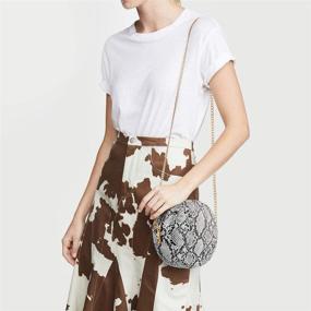 img 1 attached to 🐍 Women's Snakeskin Round Crossbody Bag – Small Circular Cellphone Purse with Chain Strap