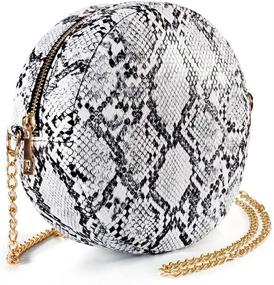 img 4 attached to 🐍 Women's Snakeskin Round Crossbody Bag – Small Circular Cellphone Purse with Chain Strap