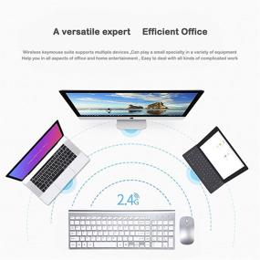 img 2 attached to 💻 Silver-2 Whisper-Quiet Keyboard and Mouse Combo - Full Size Wireless USB Set Compatible with iMac, Mac, PC, Windows, Computer, Laptop, OS, Notebook, Desktop by ORIGINTECH