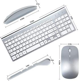 img 3 attached to 💻 Silver-2 Whisper-Quiet Keyboard and Mouse Combo - Full Size Wireless USB Set Compatible with iMac, Mac, PC, Windows, Computer, Laptop, OS, Notebook, Desktop by ORIGINTECH
