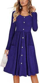 img 2 attached to Itemnew Crewneck Dec Button Pleated Pockets Women's Clothing in Dresses