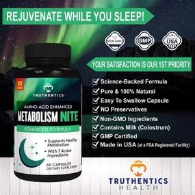 img 2 attached to 💤 TRUTHENTICS Night Time Metabolism Support: Energy, Sleep Recovery Aid - Stimulant Free Amino Acid Supplement with L-Glutamine - for Men & Women - 60 Capsules