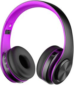 img 3 attached to 🎧 Foldable Wireless Bluetooth Headphones Over Ear with Mic, Noise Cancelling, Bluetooth 5.0, Hi-Fi Stereo, Soft Memory-Protein Earmuffs - Purple, perfect for Travel and Work