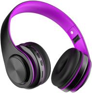 🎧 foldable wireless bluetooth headphones over ear with mic, noise cancelling, bluetooth 5.0, hi-fi stereo, soft memory-protein earmuffs - purple, perfect for travel and work logo