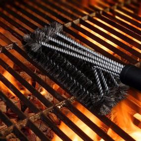 img 3 attached to Yesker BBQ Grill Brush - 18-inch - 3 Stainless Steel Brushes in 1 🔥 - Top Barbecue Cleaning Tools Accessories - Outdoor Kitchen Wire Bristle Cleaner for Grates, Charbroil, Gas