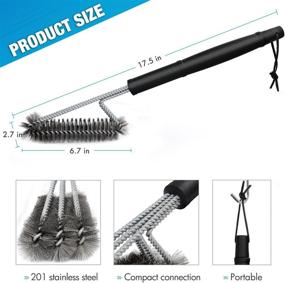 img 1 attached to Yesker BBQ Grill Brush - 18-inch - 3 Stainless Steel Brushes in 1 🔥 - Top Barbecue Cleaning Tools Accessories - Outdoor Kitchen Wire Bristle Cleaner for Grates, Charbroil, Gas