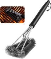 yesker bbq grill brush - 18-inch - 3 stainless steel brushes in 1 🔥 - top barbecue cleaning tools accessories - outdoor kitchen wire bristle cleaner for grates, charbroil, gas logo