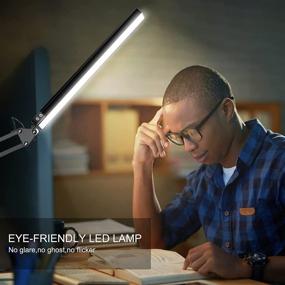 img 2 attached to 🔦 Upgrade Long Metal Swing Arm LED Desk Lamp with Clamp: Eye-Caring Dimmable Architect Task Lamp for Home and Office with 3 Color Modes and 10 Brightness Levels