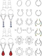 📿 boernfnso stainless steel dangle nipple rings - fake non-piercing clip on nipplerings for women men (12 pairs) - adjustable faux nipple ring jewelry for an authentic body piercing look logo