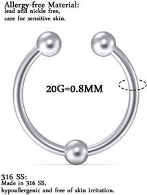 img 3 attached to 📿 Boernfnso Stainless Steel Dangle Nipple Rings - Fake Non-Piercing Clip On Nipplerings for Women Men (12 Pairs) - Adjustable Faux Nipple Ring Jewelry for an Authentic Body Piercing Look