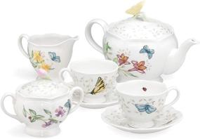 img 4 attached to 🦋 Elegant Lenox Butterfly Meadow 8 Piece Service Set: Beautiful and Practical Tableware