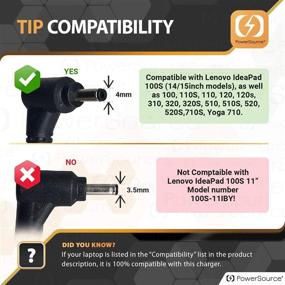 img 3 attached to 💡 PowerSource 45W UL Listed AC Adapter Charger for Lenovo IdeaPad- ADL45WCC 110 320 100 Flex 4 5 - PA-1450-55LL 100S 310 320s 330s S145 - Yoga 710 110s 120s - Laptop Supply