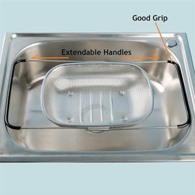 img 2 attached to Convenient and Durable Cooktensil Over the Sink Strainer - Stainless Steel Kitchen Colander, Ideal for Veggies, Fruits, and Pasta (7 quart capacity)