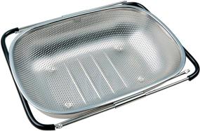 img 4 attached to Convenient and Durable Cooktensil Over the Sink Strainer - Stainless Steel Kitchen Colander, Ideal for Veggies, Fruits, and Pasta (7 quart capacity)