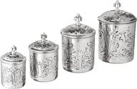 charming old dutch 4 piece art nouveau canister set: vintage style stainless steel in antique pewter finish logo