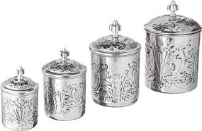 img 4 attached to Charming Old Dutch 4 Piece Art Nouveau Canister Set: Vintage Style Stainless Steel in Antique Pewter Finish