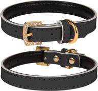 lovpe comfortable leather collars rhinestone logo