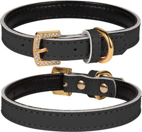 img 4 attached to LOVPE Comfortable Leather Collars Rhinestone