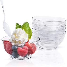 img 4 attached to Premium Kingrol 100 Mini Dessert Bowls with Spoons - 3 oz. Disposable Cups for Mousse, Puddings, Appetizers, Condiments & Snacks