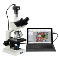 enhanced omax m83ez-c50u trinocular digital compound microscope: 40x-2500x magnification, 5 mp digital camera, and double layer mechanical stage logo