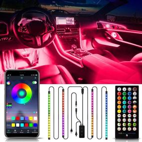 img 4 attached to 🚗 Sanhezhong 2-in-1 Design USB Interior Car LED Strip Lights - 4pcs 72 LED Lighting Kits with Remote and APP Controller, Waterproof Multi DIY Color Music Car Lighting - DC 12V