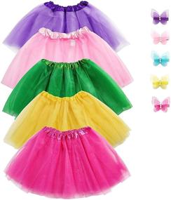 img 4 attached to 🌸 Jeowoqao Girls Tutu Set, 5pcs Dance Tutus Dress with 5pcs Flower Hairpins - Fits Kids Age 3-8