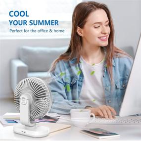 img 1 attached to 🌬️ Small USB Desk Fan with Oscillation - Portable Table Fan, 4 Adjustable Speeds, Rechargeable Battery Operated Mini Personal Fan, Quiet Office Fan for Home Bedroom Baby Bed