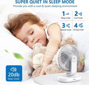 img 3 attached to 🌬️ Small USB Desk Fan with Oscillation - Portable Table Fan, 4 Adjustable Speeds, Rechargeable Battery Operated Mini Personal Fan, Quiet Office Fan for Home Bedroom Baby Bed