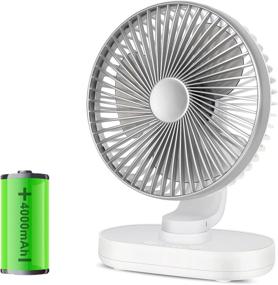 img 4 attached to 🌬️ Small USB Desk Fan with Oscillation - Portable Table Fan, 4 Adjustable Speeds, Rechargeable Battery Operated Mini Personal Fan, Quiet Office Fan for Home Bedroom Baby Bed