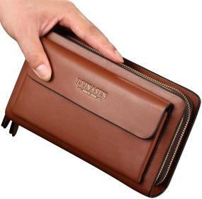 img 4 attached to 👝 Stylish Business Clutch Wallet with Ample Leather Capacity: A Must-Have for Professionals