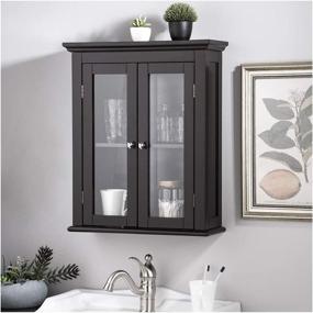 img 4 attached to Glitzhome Standing Storage Cabinet Espresso Furniture for Accent Furniture