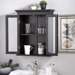 img 2 attached to Glitzhome Standing Storage Cabinet Espresso Furniture for Accent Furniture