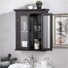 img 3 attached to Glitzhome Standing Storage Cabinet Espresso Furniture for Accent Furniture