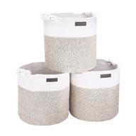 🧺 urprezake woven storage baskets: 3-pack round cotton rope bins for toys, clothes, throws, and towels logo