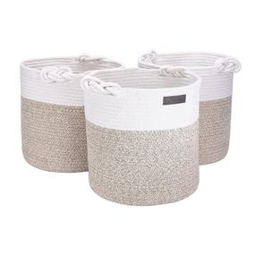 img 3 attached to 🧺 URPREZAKE Woven Storage Baskets: 3-Pack Round Cotton Rope Bins for Toys, Clothes, Throws, and Towels