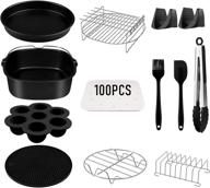 🍳 square air fryer accessories set of 12 - compatible with cosori, ninjia, gowise usa, philips - fits 5.3qt, 5.5qt, 5.8qt square deep air fryers - bpa free, dishwasher safe, nonstick coating - xl size logo